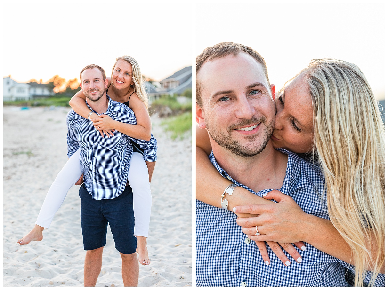 two images. devinn on tyler's back full body and other is closeup with devinn kissing tyler's cheek from behind