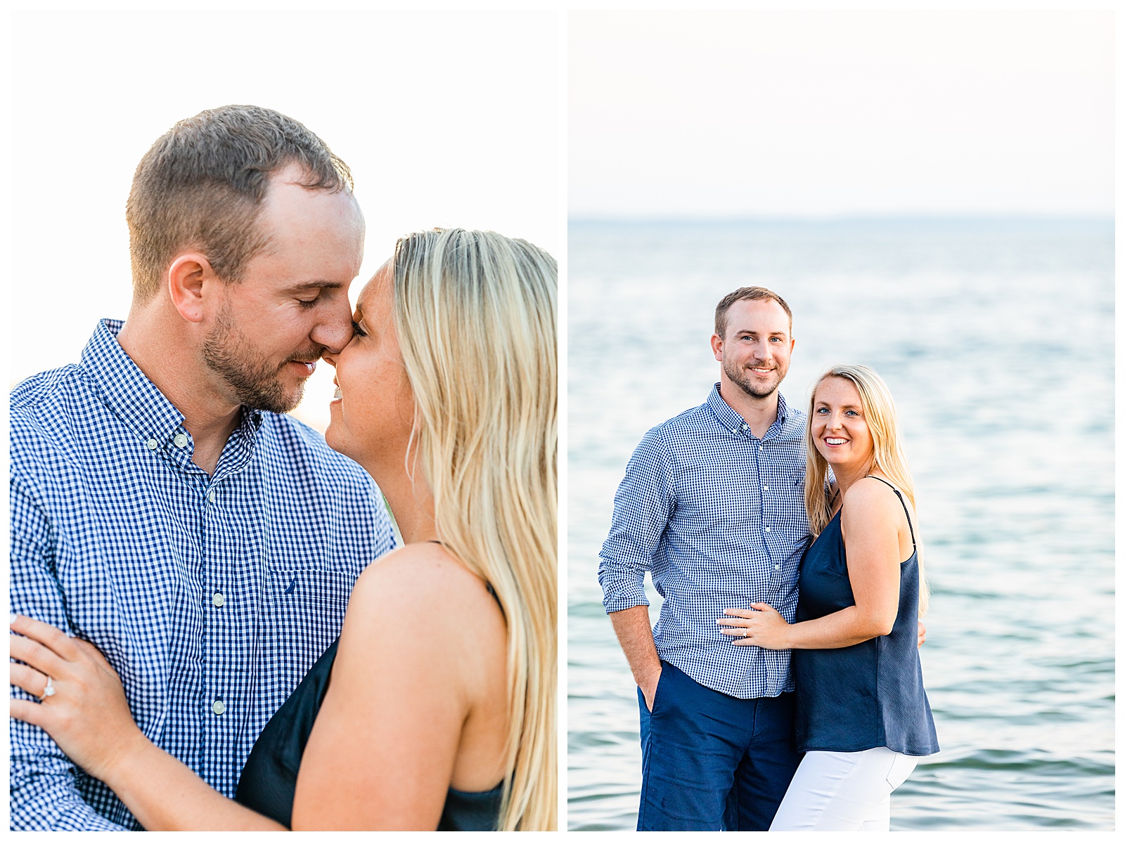 two images. devinn & tyler nuzzling noses and other of couple looking at camera