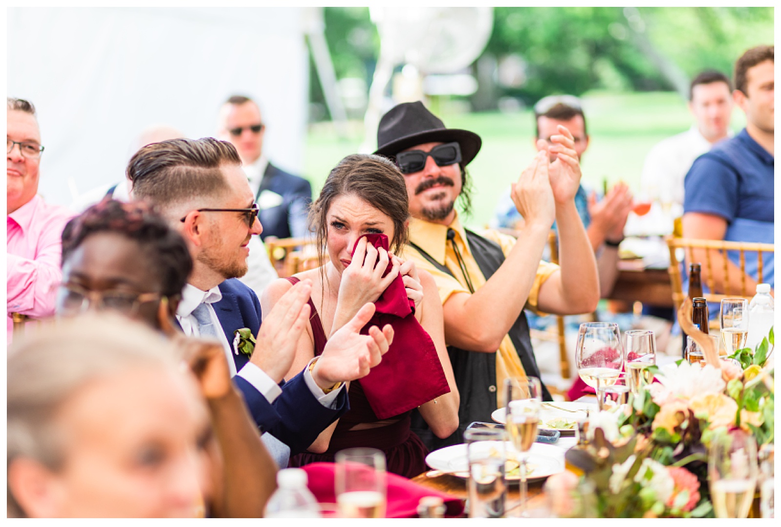 bride's brother's girlfriend is crying during speech